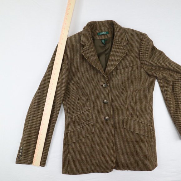 RALPH LAUREN BROWN PURPLE MULTI HOUNDS-TOOTH BLAZER JACKET SIZE 12 - Picture 14 of 15